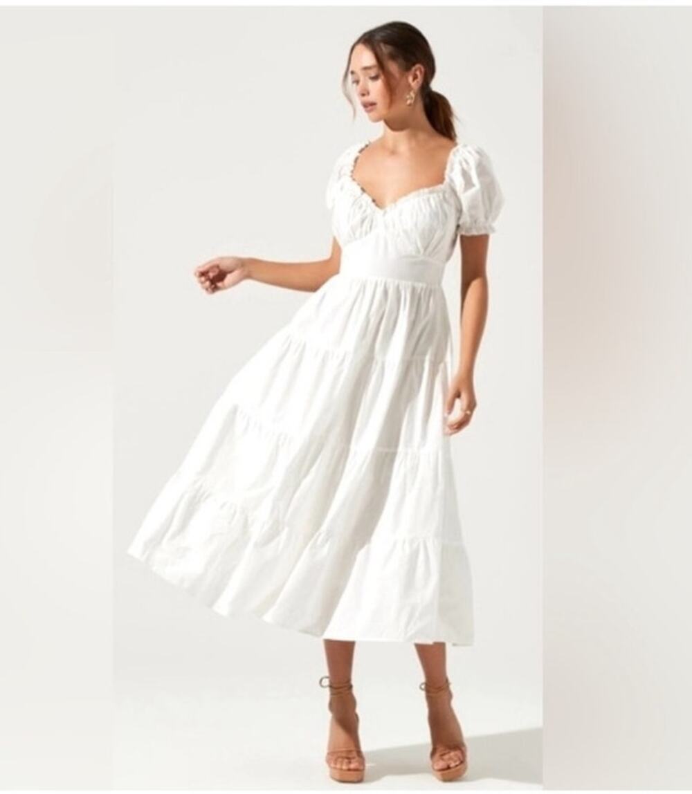 ASTR Milkmaid Midi Dress White Cotton Sz Small Bridal Graduation Initiation